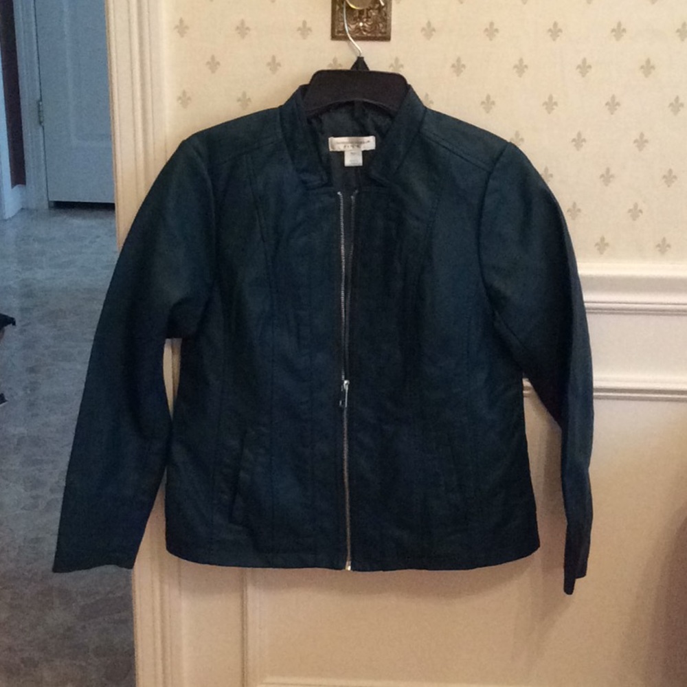 Green faux leather jacket